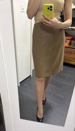 Elegant Wool Skirt, Camel, size M