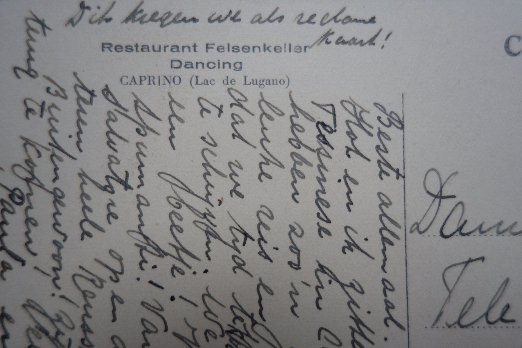 Ansichtskarten: CAPRINO - Dancing - Rest. Felsenkeller - ca. 1920 – Gebraucht aus Ibach von Ibanto 3