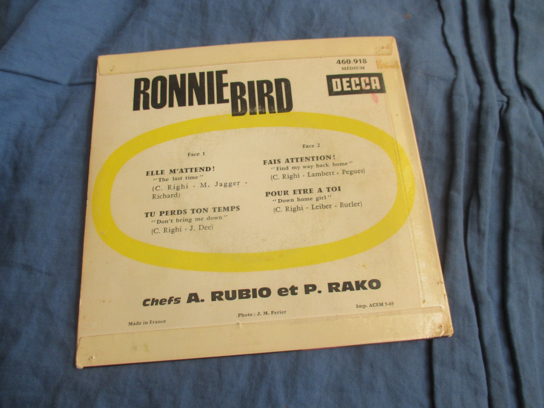 Dischi in vinile: Ronnie Bird EP Elle m'attend ! – Usato da Colombier NE venduto da Nevenma 1