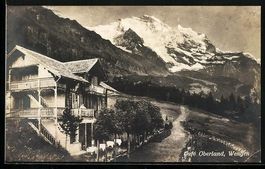 AK Wengen, Cafe Oberland, 1924
