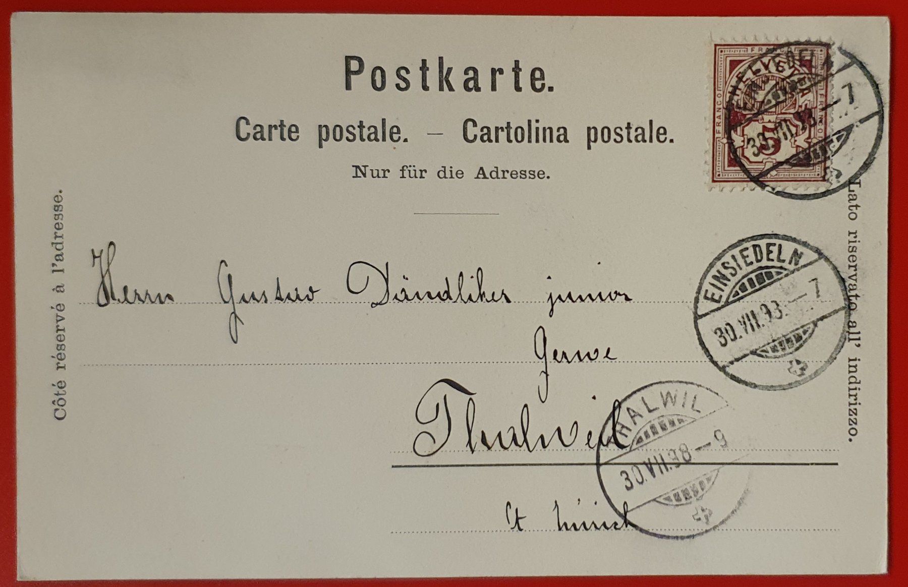 Cartoline postali: Einsiedeln 1907 - Hotel Pfauen – Usato da Kreuzlingen venduto da Rschweiz1 1