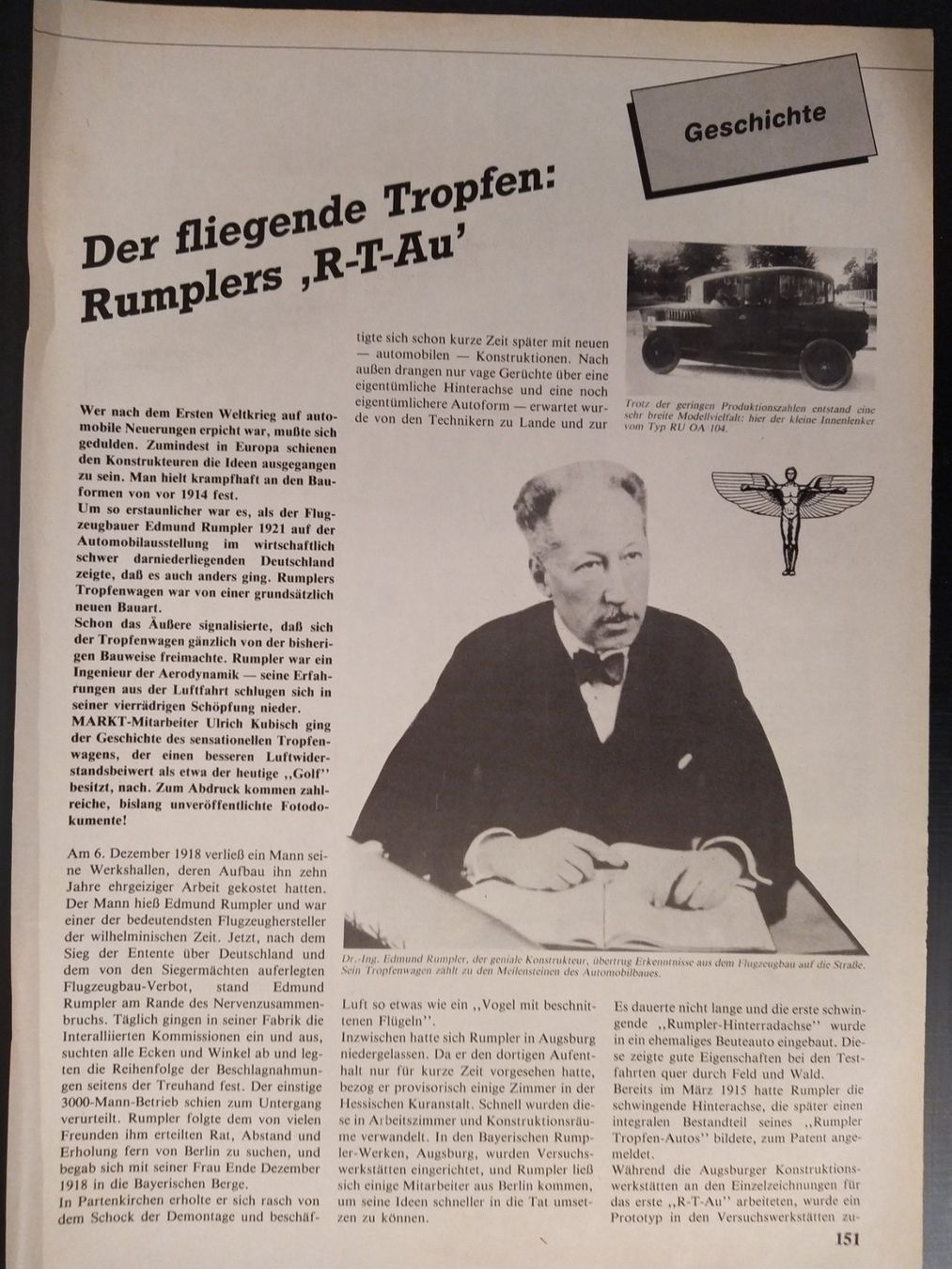 Bücher: Geschichte Rumpler- Tropfen- Auto – Gebraucht aus Bern von micky031