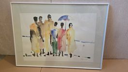 Gemälderahmen Aquarell mit afrikanischen Figuren, 38cmx57cm