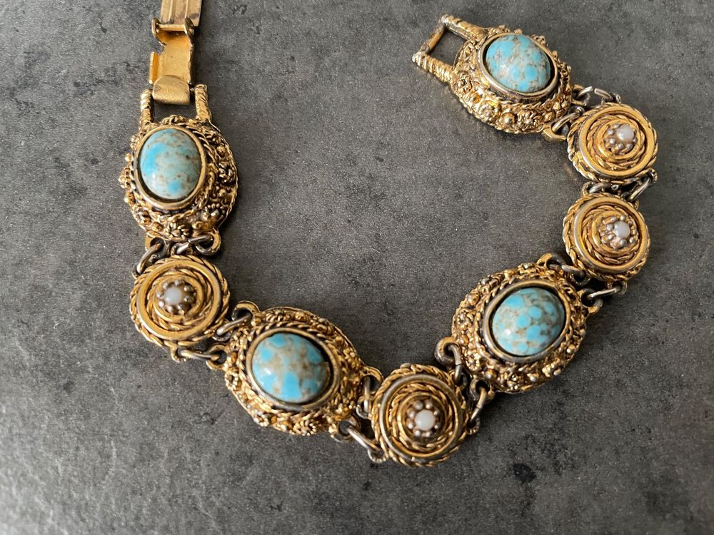 Bracelet Ancien En Argent Sterling Avec 7 Pendeloques - Occasion Bon État
