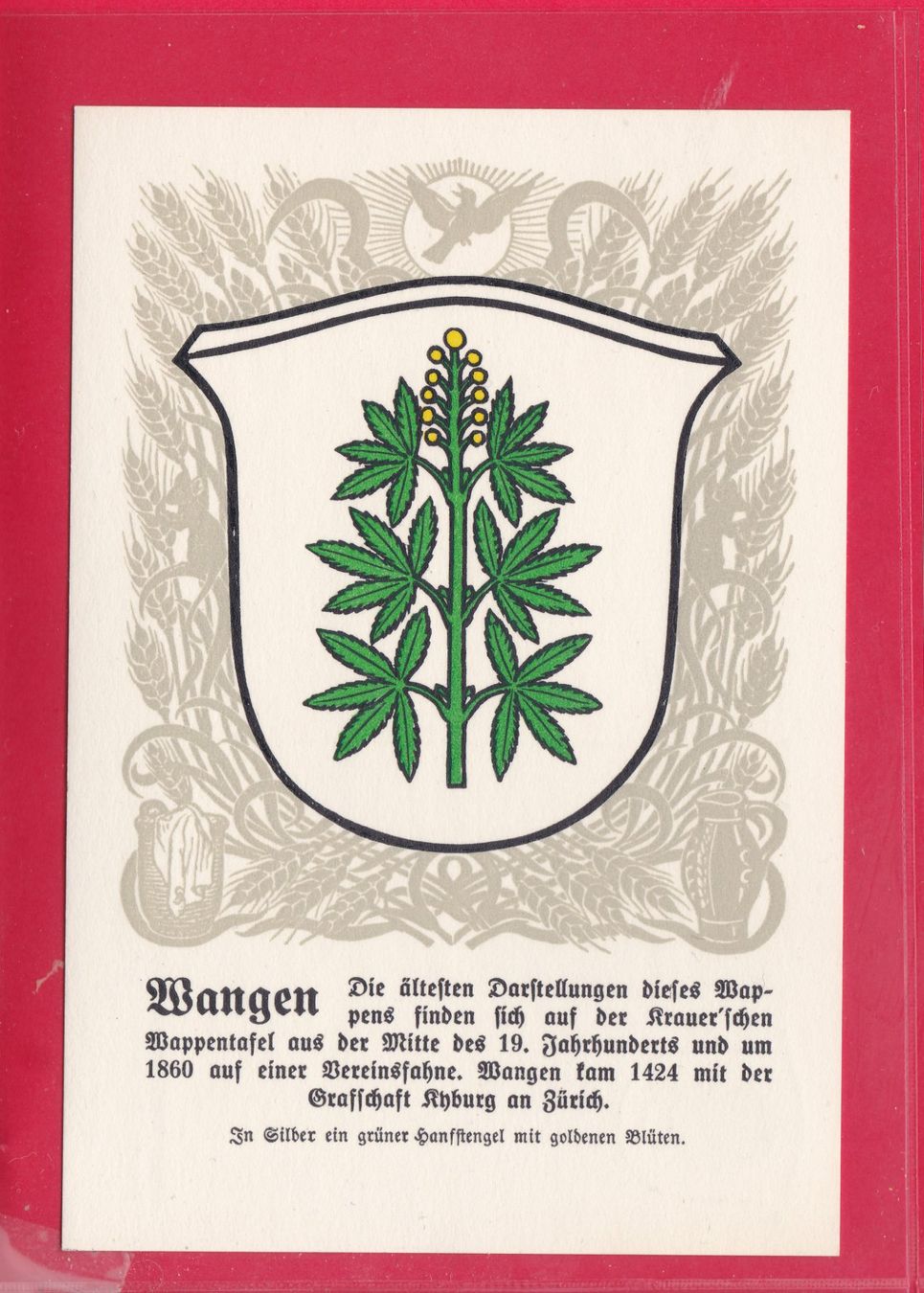 Cartoline postali: ZÜRCHER GEMEINDEWAPPEN, WANGEN – Usato da Oberrieden venduto da Gebirgsstelze