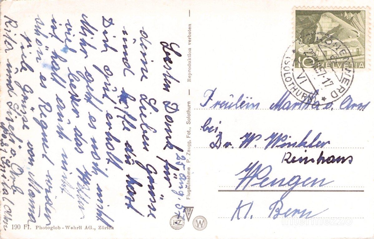 Cartoline postali: Schönenwerd SO // 1957 Luftbild Dorf Gesamtansicht – Usato da Basel venduto da intermezzo12 1
