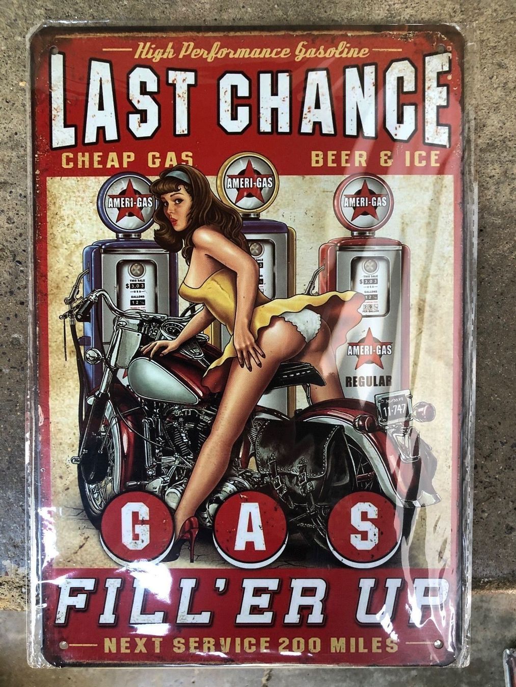 Schilder: Last chance biker pin up gasoline – Neu (gemäss Beschreibung) aus Reinach AG von rares75