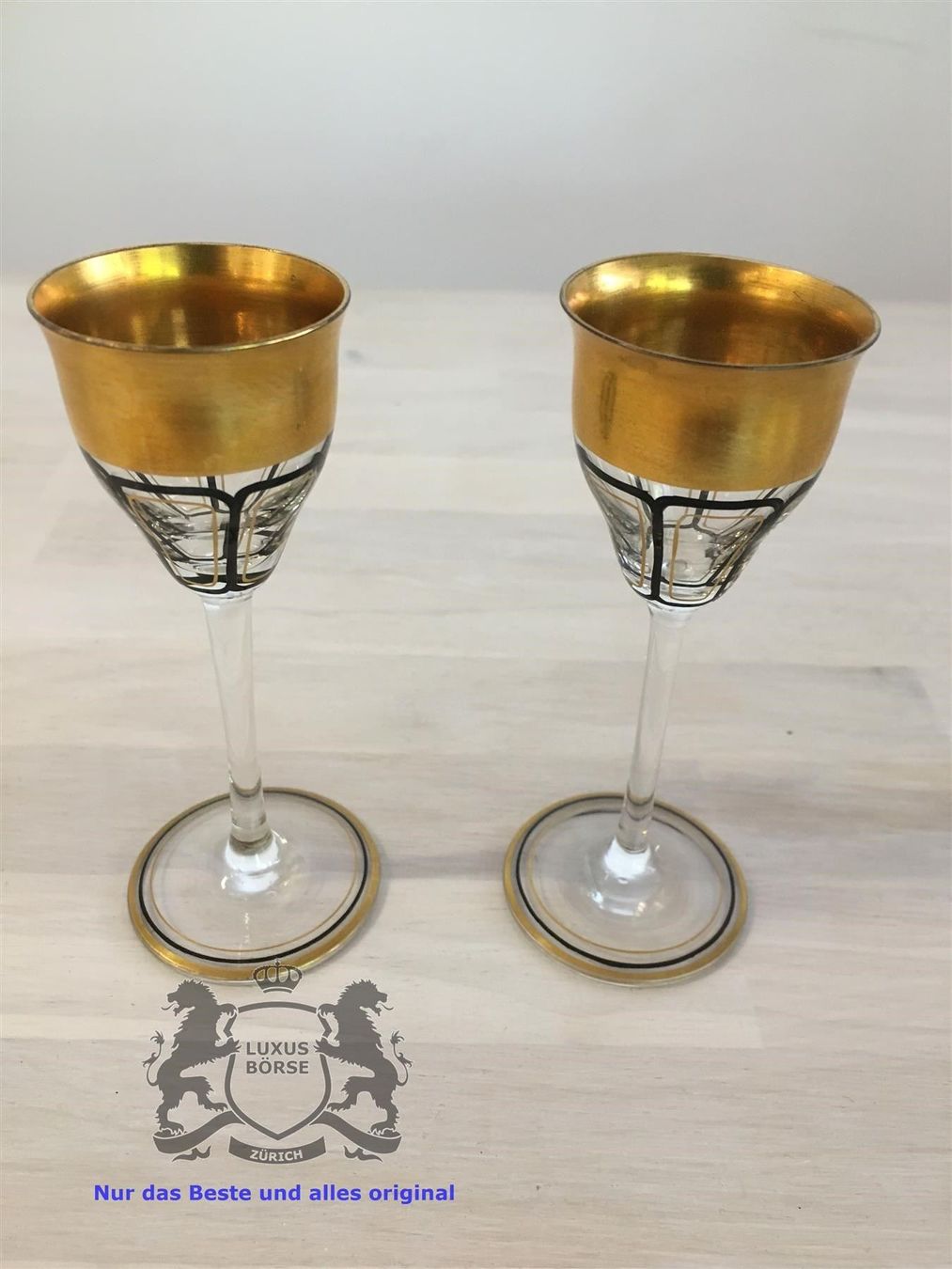 Bicchieri: 2 Art Deco Likör Gläser Goldauflage – Usato da Zürich venduto da luxtrade