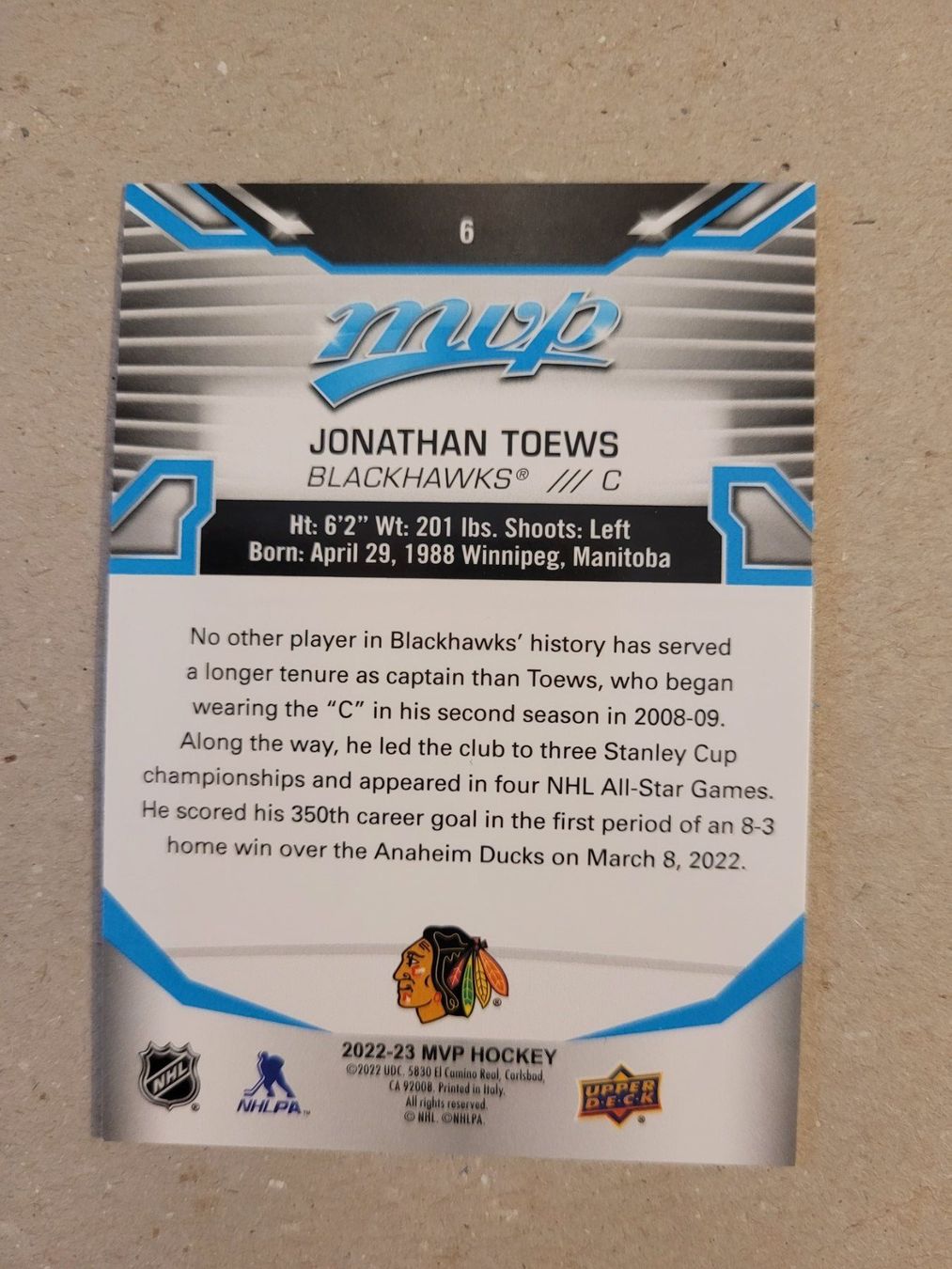 NHL Carte collezionabili: Jonathan Toews  - UD 22/23 - MVP – Nuovo (secondo la descrizione) da Bauma venduto da Yotanke 2