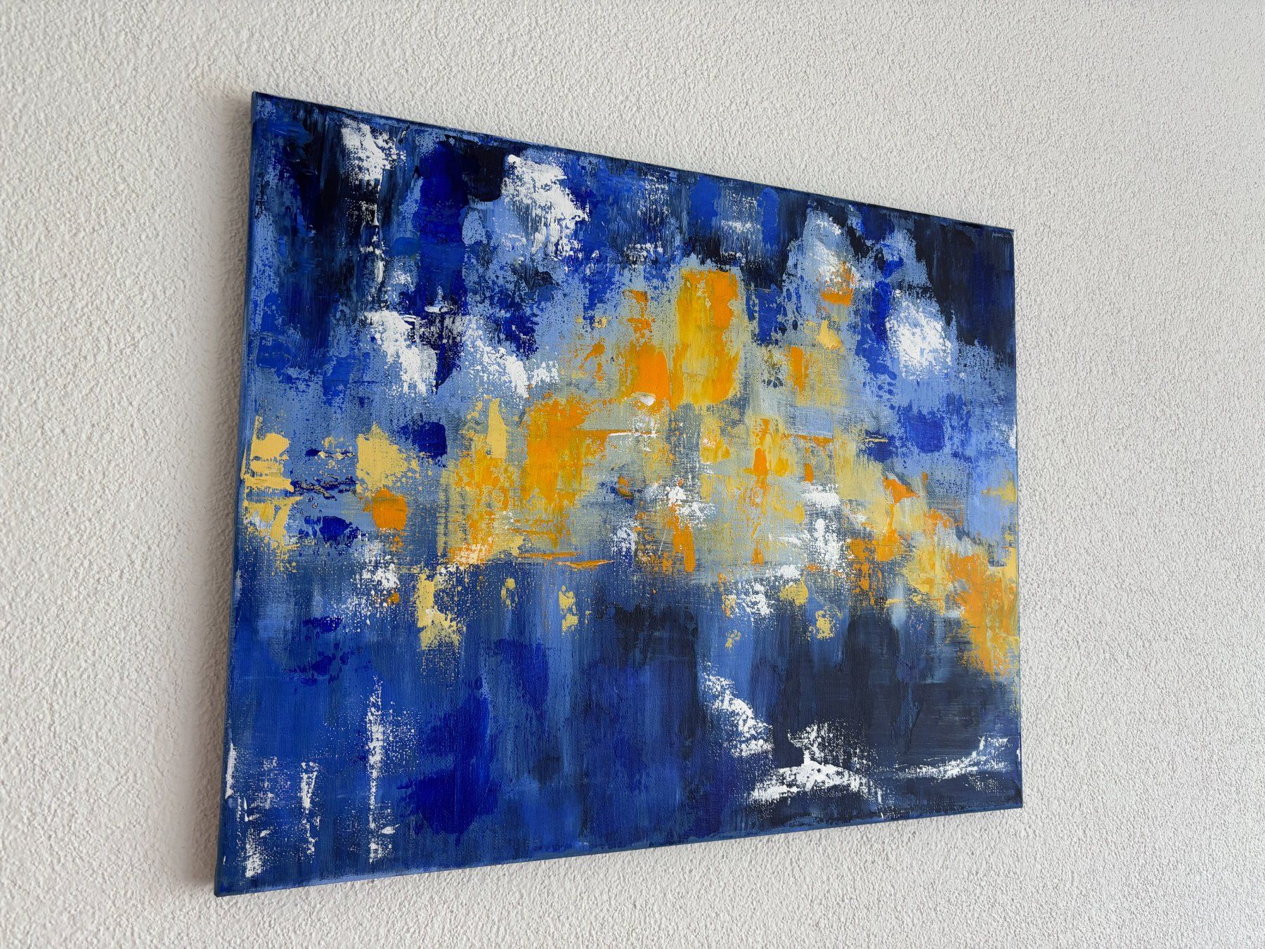 Dipinti: Abstraktes Acrylgemälde blau gelb – Nuovo (secondo la descrizione) da Cham venduto da Felha 3