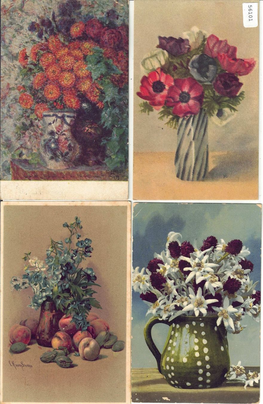 Cartoline postali: 4 AK - Blumen – Usato da Ettingen venduto da Kartenplanet