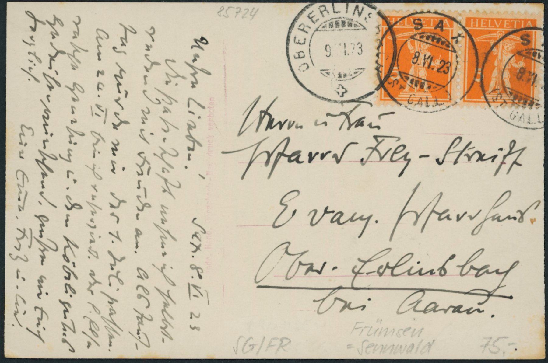 Cartoline postali: SG Frümsen - Sennwald – Usato da Schindellegi venduto da dolpitz 1