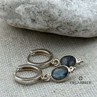 10 mm Creolen Labradorit Sterling Silber 925