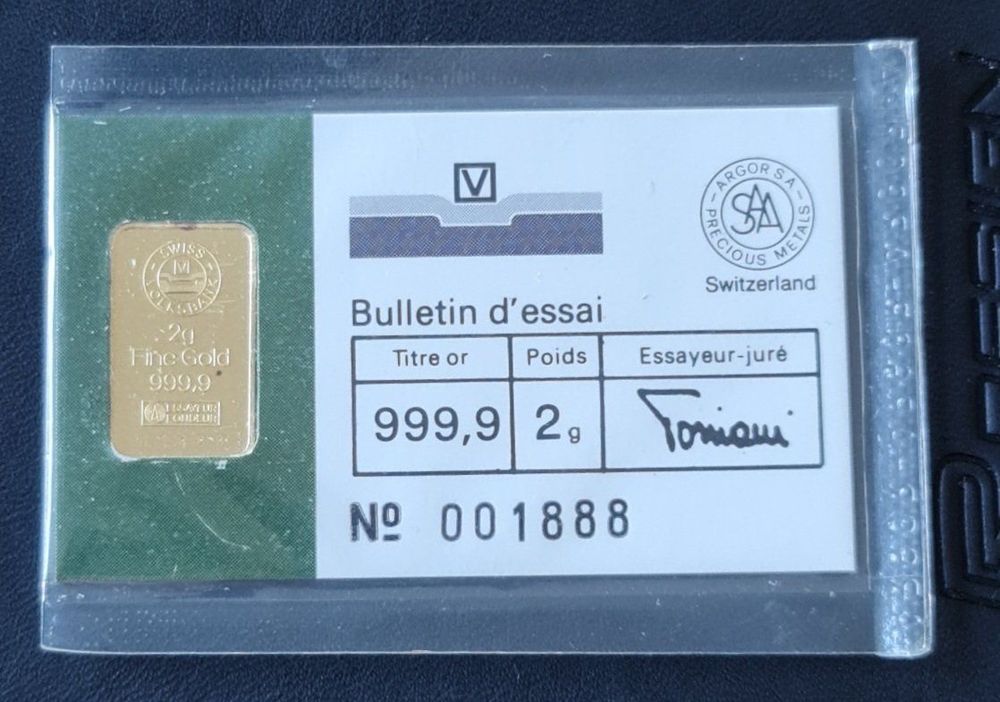 Goldbarren 2g Kinebar Heraeus – Feingold 999,9 Im Geschenk-Etui Mit Grußkarte