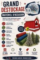 Decorations, tapis, sapins, château gonflable