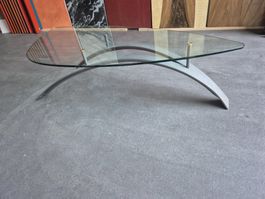 Couchtisch Glas Metall geschwungen Design 40er Jahre neuw...