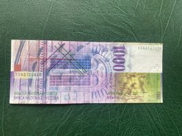 1000er Note, Tausend Franken Schein, Banknote 2012