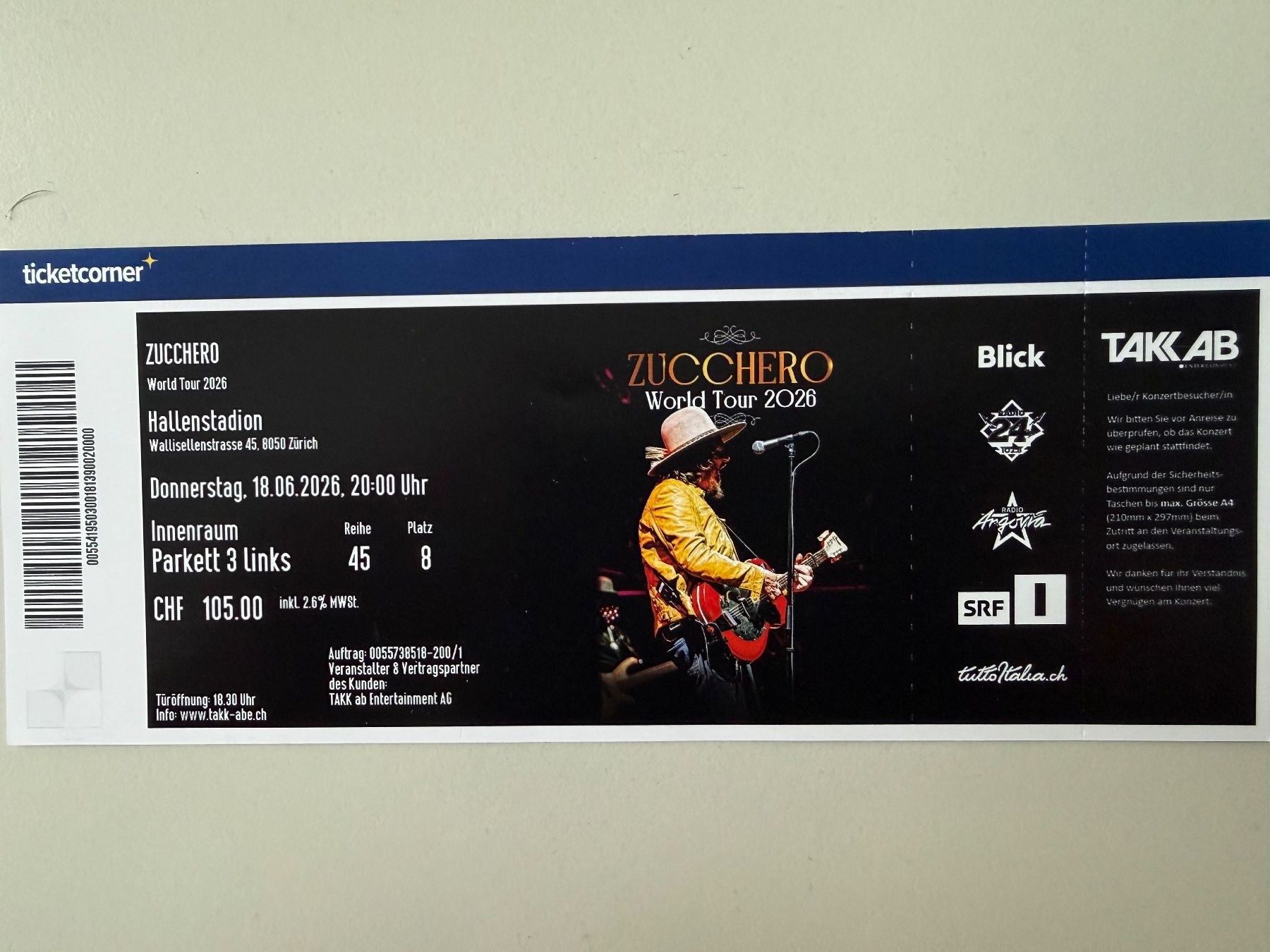 Biglietti: Zuchero Ticket – Nuovo (secondo la descrizione) da Hausen venduto da 5465Hausen