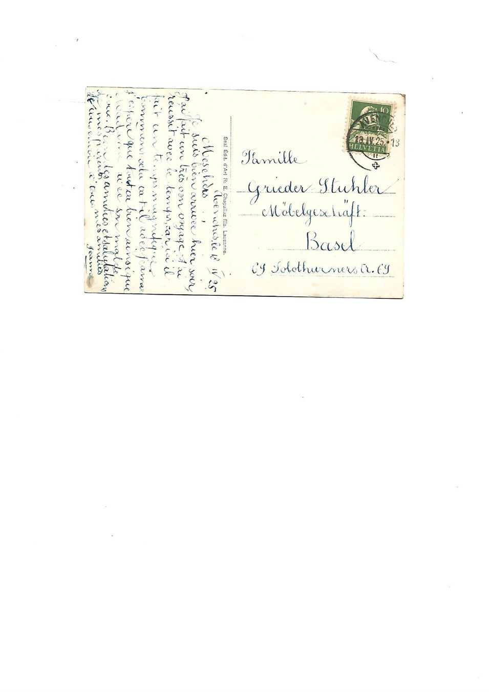 Cartoline postali: Avenches La Place 1925 – Usato da Allschwil venduto da Salus17 1