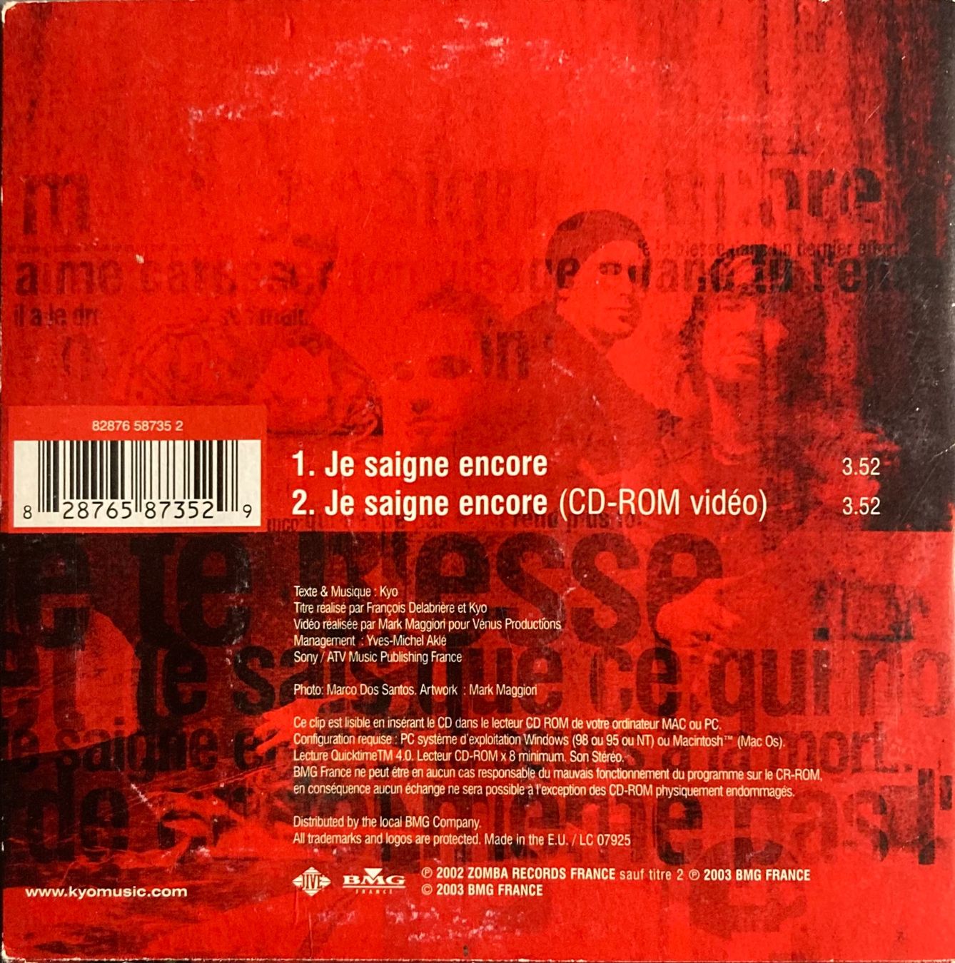 CDs: KYO - JE SAIGNE ENCORE – D'occasion à Poliez-Pittet par Newtown-Records 1