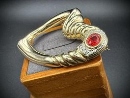 “David Grau” Vintage-Brosche Herzen, roten und weißen Strass