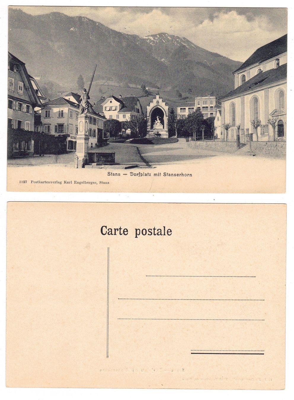 Cartoline postali: Stans, Dorfplatz mit Stanserhorn – Usato da La Tour-de-Peilz venduto da amjust