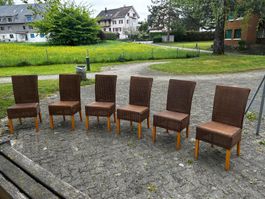 6 Rattanstühle, Esszimmerstühle, Hochlehner - top Zustand