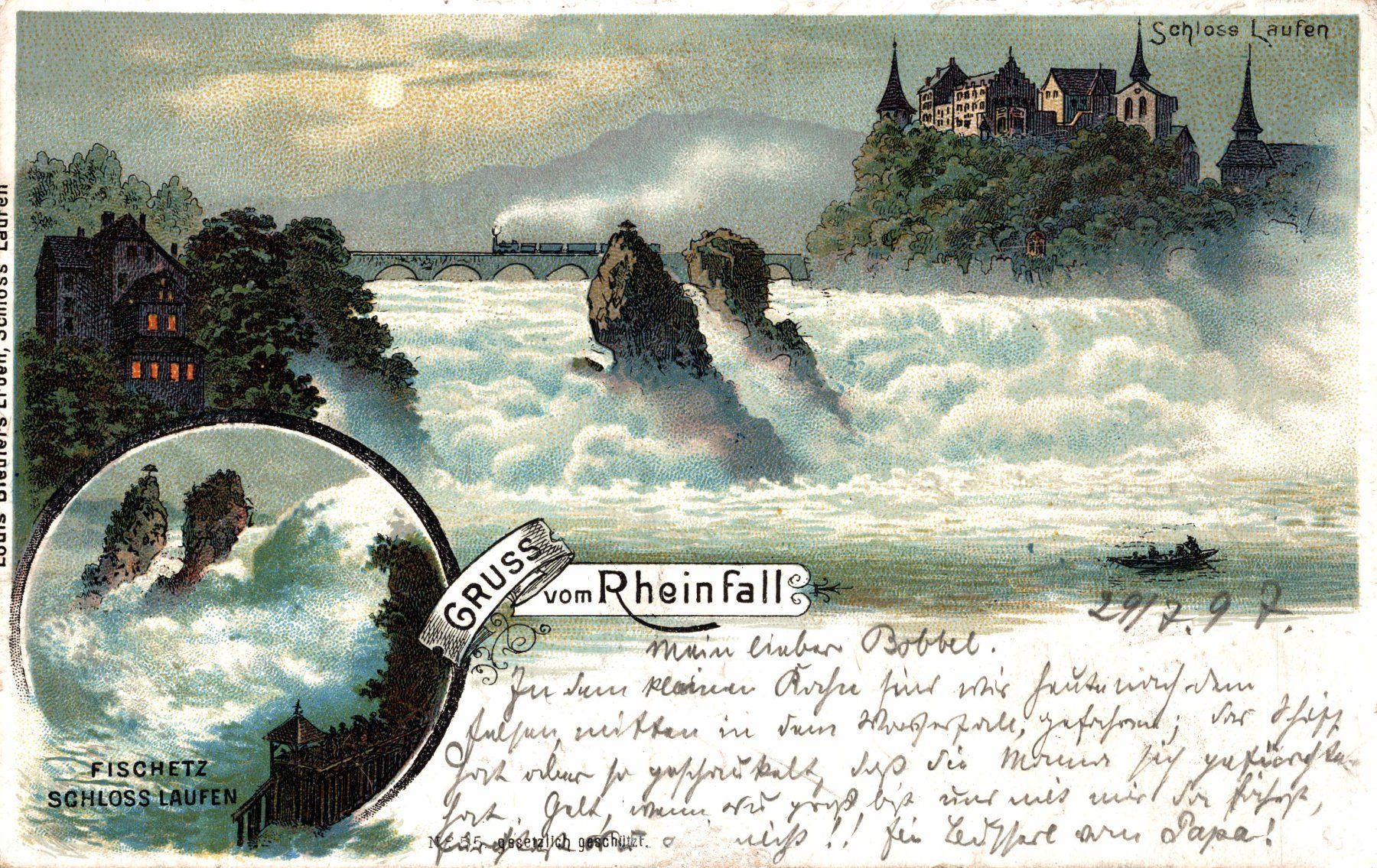 Cartes postales: Gruss vom Rheinfall. 1897 – D'occasion à Bronschhofen par Astore