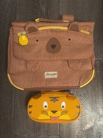 Petit sac à dos Samsonite ourson brun/jaune + trousse tigre