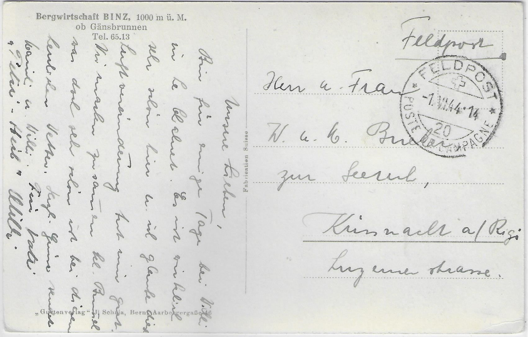 Cartoline postali: Bergwirtschaft Binz ob Gänsbrunnen – Usato da Ettingen venduto da Kartenplanet 1