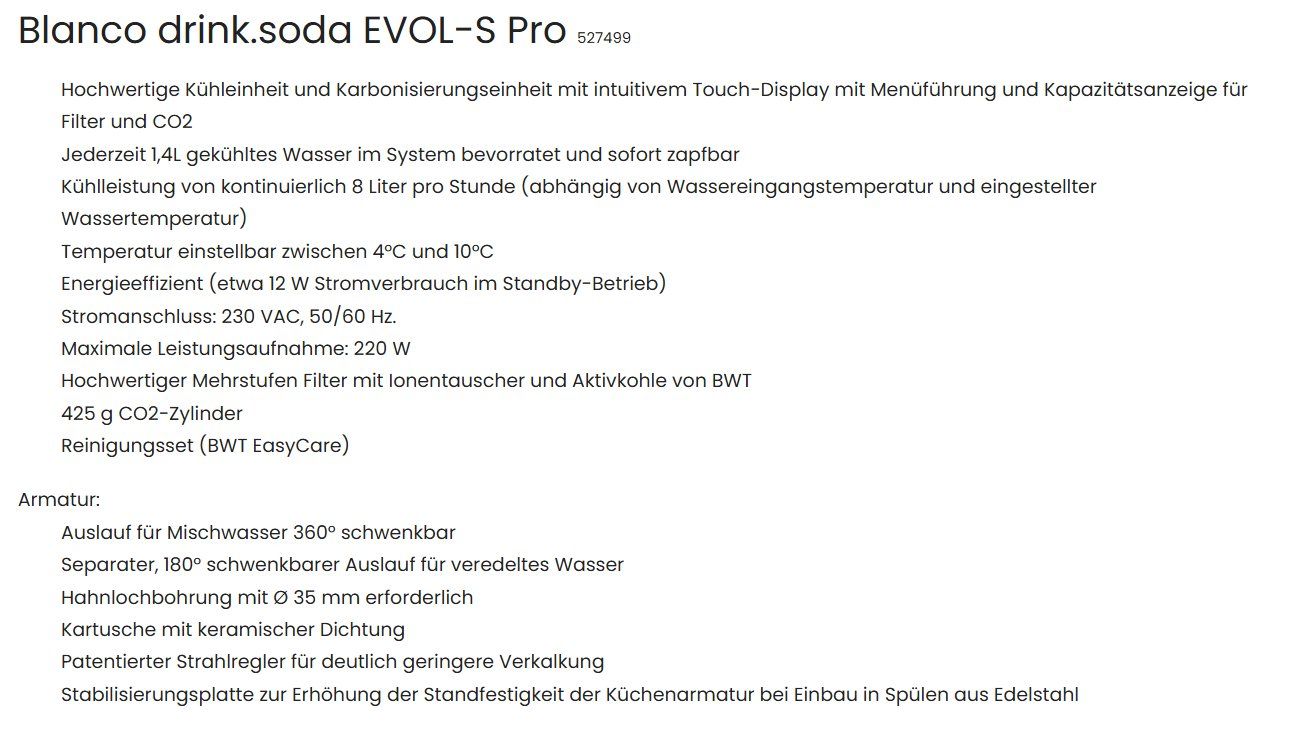 Blanco Küchengeräte: Blanco drink.soda EVOL-S Pro 5 in 1 – Gebraucht aus Altstätten von opc06pro 4