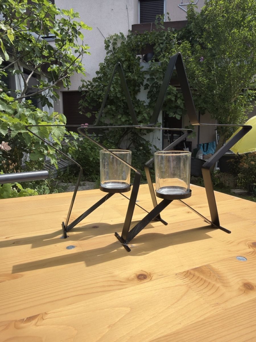 Bougeoirs: Windlicht Metall schwarz mit 2 Glasbehältern  – Neuf (Voir description) à Hefenhofen par jbeb