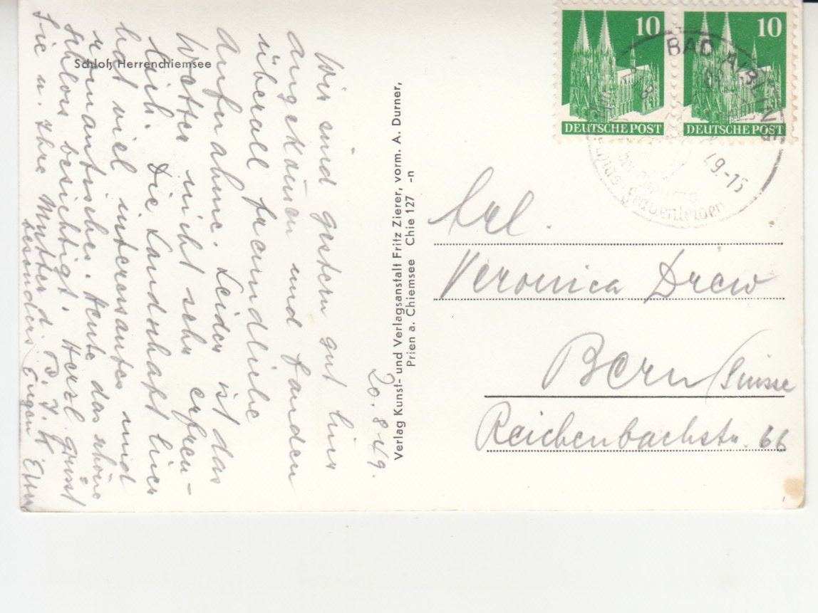 Cartoline postali: Herrenchiemsee 1949 – Usato da Bürglen TG venduto da StampGraf 1