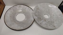Antike Lampenschirm Metall Emaille und Glas,  (L28)