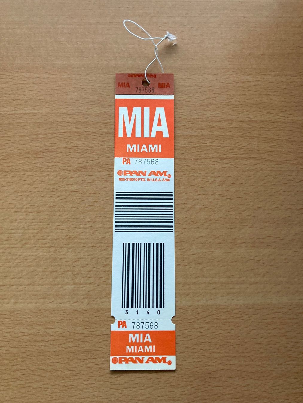 Anhänger: PAN AM Tag  ZRH-JFK-MIA – Gebraucht aus Forch von Haui2 1