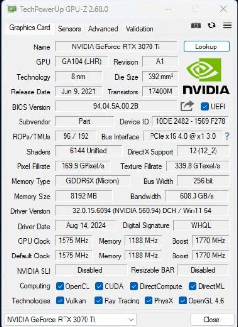 Nvidia Schede grafiche: NVIDIA GeForce RTX 3070 Ti Palit GameRock – Usato da Uezwil venduto da KostiantynLohvinov 6