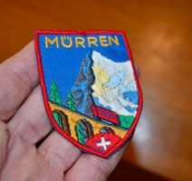 VINTAGE Badge MÜRREN BAHN nos ST. GALLER STICKEREI