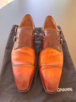 Magnanni Double Monk Strap Leder Schuhe Gr. 42½ Cognac