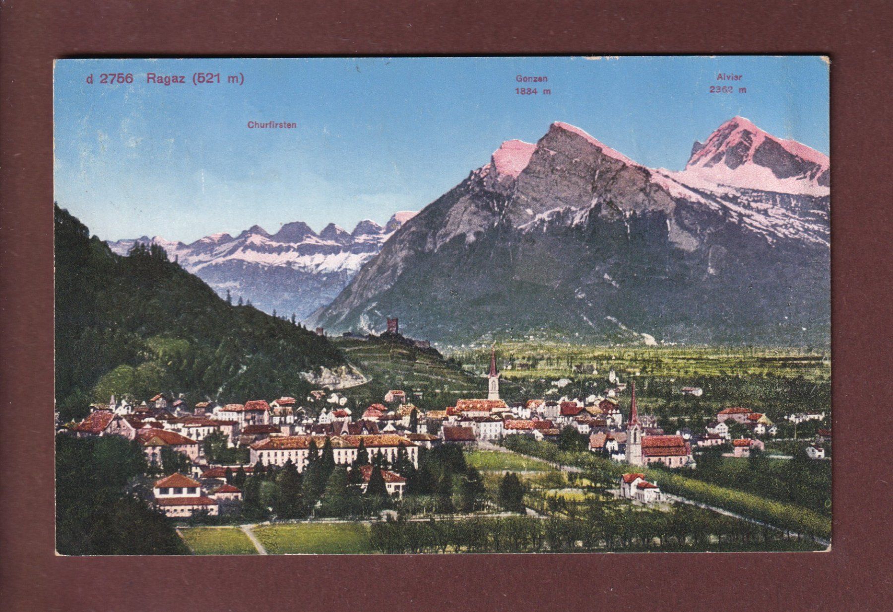 Cartoline postali: RAGAZ - Gonzen - Alvier - 1929 – Usato da Pully venduto da nicecards