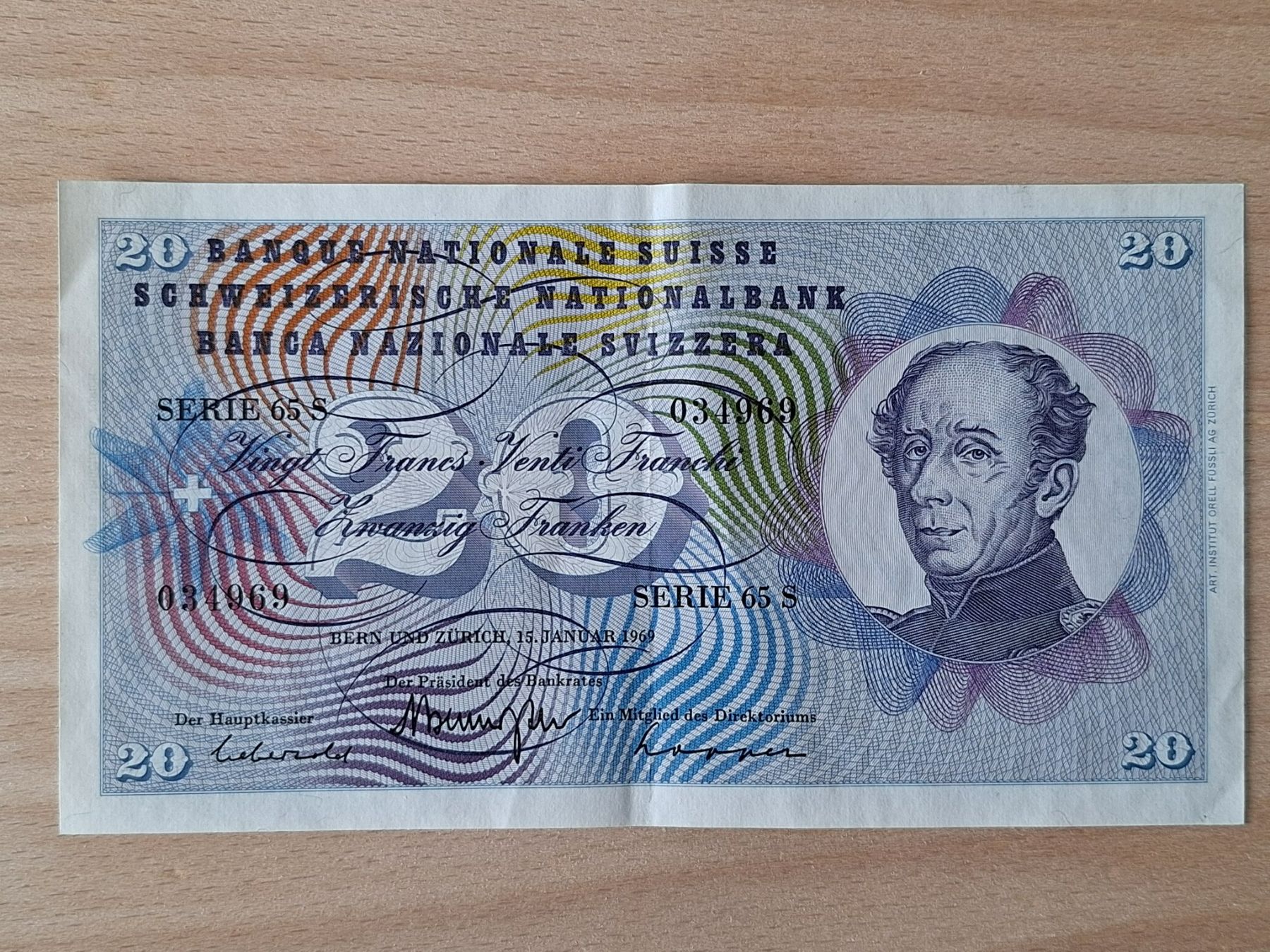 Banconote: Schweizer Banknote, 20 Franken, JG 1969 – Usato da Lohn-Ammannsegg venduto da Beo71