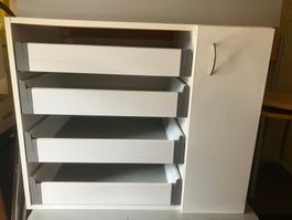 Armoire de rangement blanche avec 4 tiroirs coulissants