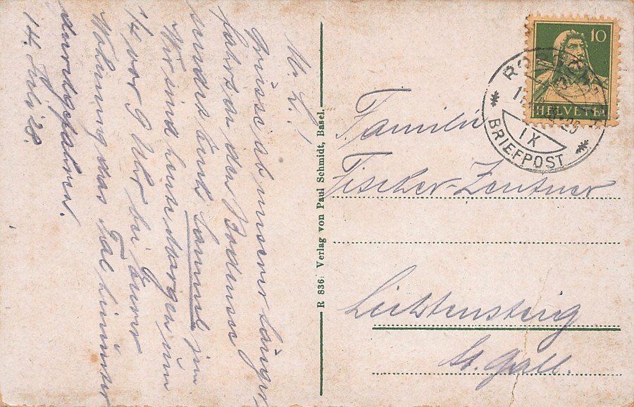 Cartoline postali: Rorschach, Panorama mit Bodensee, gelaufen 1928 – Usato da Frauenfeld venduto da POML 1