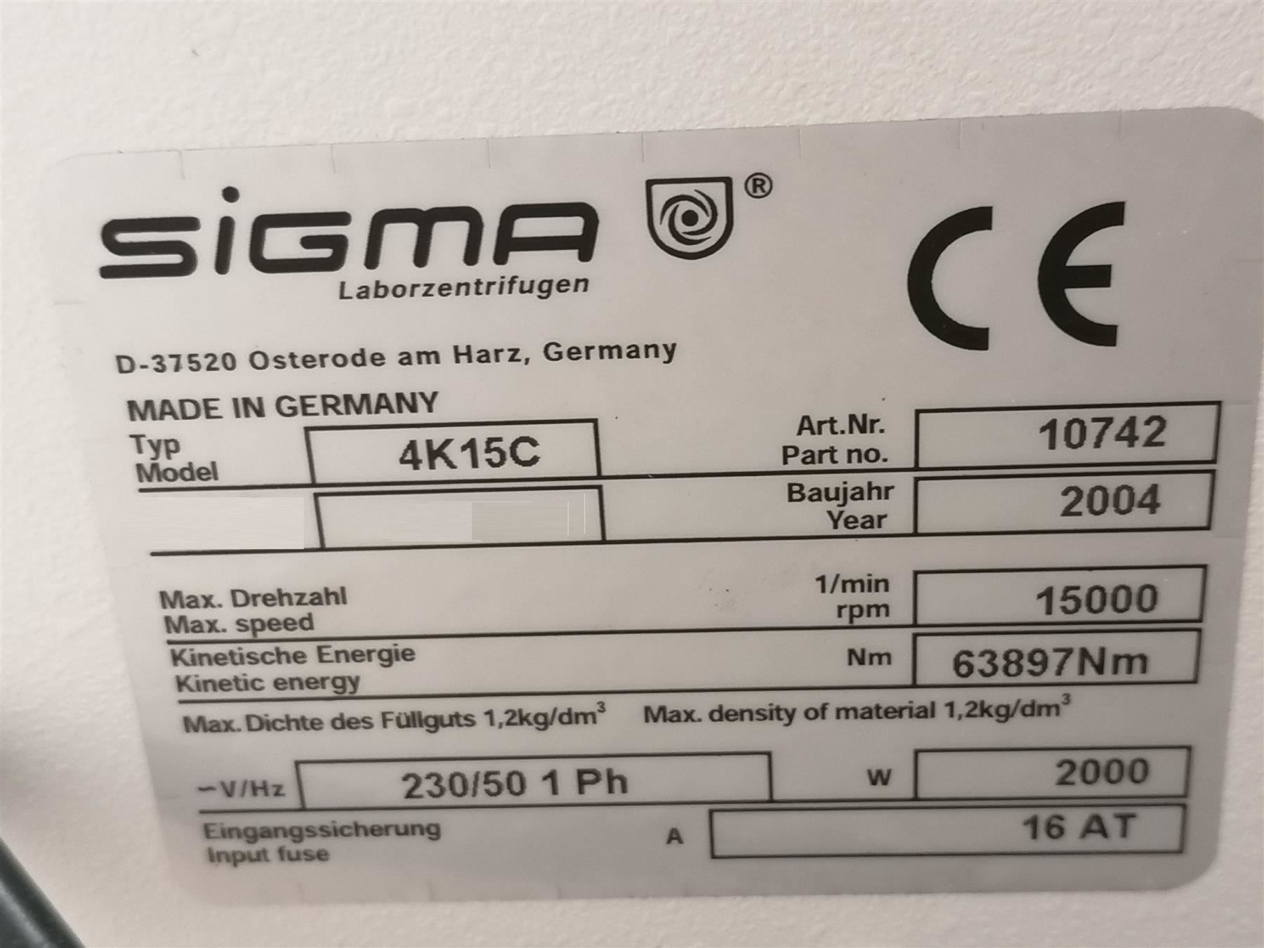 Laborzubehör: SIGMA 4K15C Laborzentrifuge – Gebraucht aus Niederdorf von LeptonAG_Labor 4