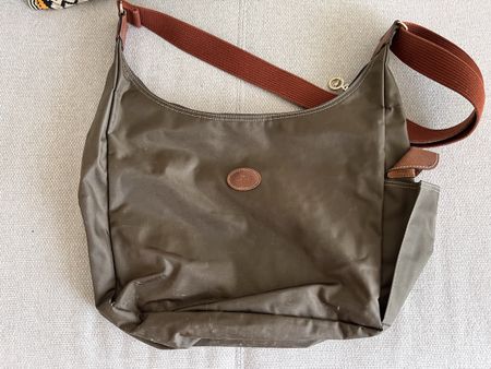 Longchamp handbag green nylon leather used condition