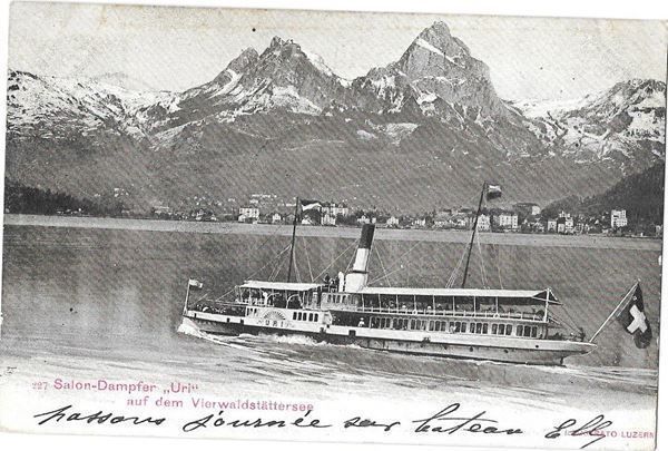 Cartoline postali: Brunnen mit Dampfschiff Uri – Usato da Olten venduto da clotaldi
