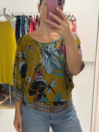 Custo Barcelona Feinstrick oversize Shirt Pullover gelb blau