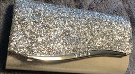 Pochette scintillante argentée à strass pour soirées  neuve
