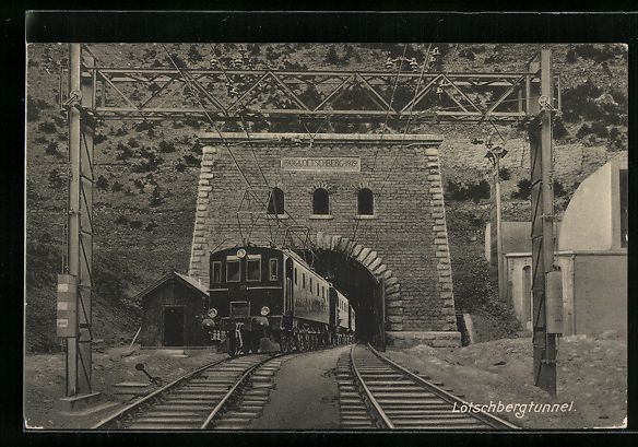 Cartoline postali: Lötschbergtunnel, schweizer Eisenbahn – Usato da Berlin venduto da bartko-reher