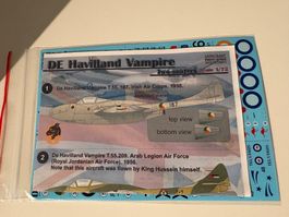 1/72 DH VAMPIRE TWO SEATER DECALS FÜR AIRFIX