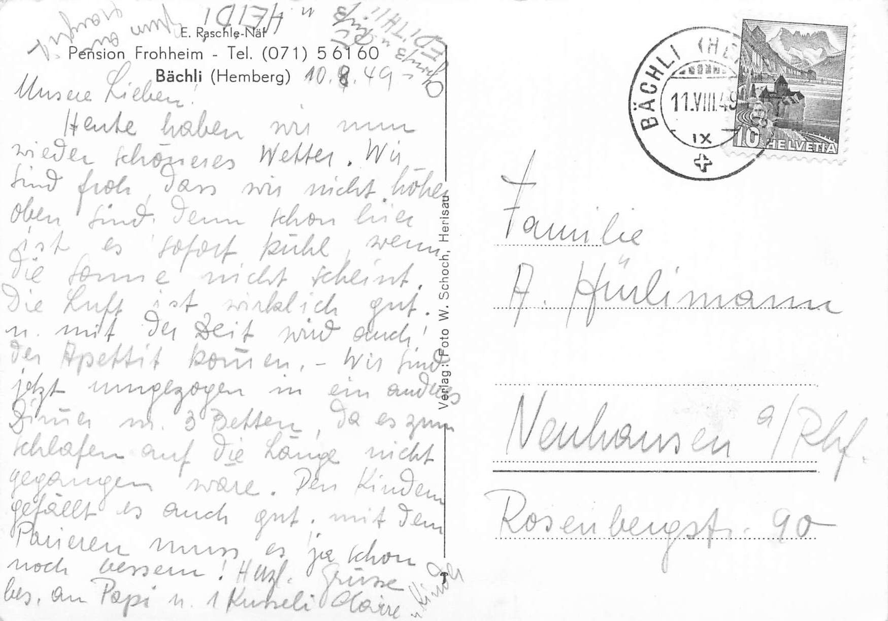 Cartoline postali: Bächli Hemberg G – Usato da Biasca venduto da Blenio71 1